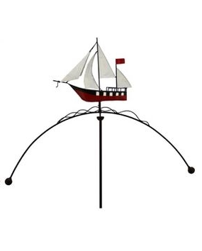Windspiel Segelschiff rot aus Metall