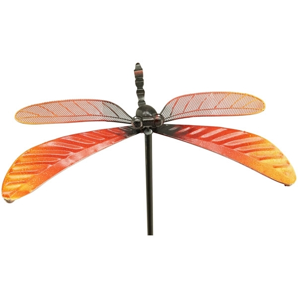Windspiel Libelle orange aus Metall