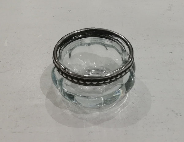 Teelichtglas 3,5 cm klar mit Silberrand
